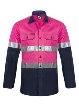 Picture of Lightweight Two Tone Long Sleeve Vented Cotton Drill Shirt