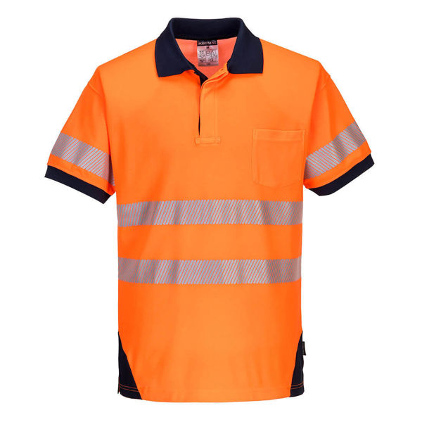 T182-PW3-Hi-Vis-Polo-Shirt-Orange-Navy