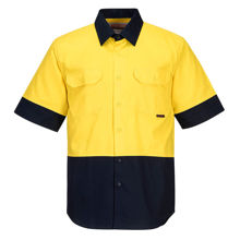 MS902-Hi-Vis-Two-Tone-Regular-Weight-Short-Sleeve-Shirt-Yellow-Navy