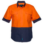 MS902-Hi-Vis-Two-Tone-Regular-Weight-Short-Sleeve-Shirt-Orange-Navy