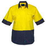 MS802-Hi-Vis-Two-Tone-Lightweight-Short-Sleeve-Shirt-Yellow-Navy