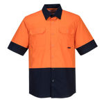 MS802-Hi-Vis-Two-Tone-Lightweight-Short-Sleeve-Shirt-Orange-Navy