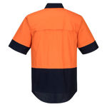MS802-Hi-Vis-Two-Tone-Lightweight-Short-Sleeve-Shirt-Orange-Navy-Back