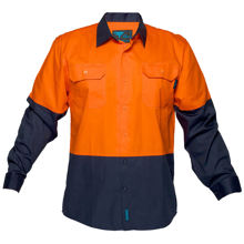MS801-Hi-Vis-Two-Tone-Lightweight-Long-Sleeve-Shirt-Orange-Navy