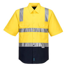 MS102-Hi-Vis-Two-Tone-Regular-Weight-Shirt-with-Tape-Over-Shoulder-Yellow-Navy