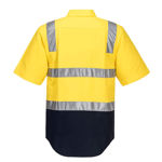 MS102-Hi-Vis-Two-Tone-Regular-Weight-Shirt-with-Tape-Over-Shoulder-Yellow-Navy-Back