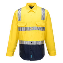 MS101-Hi-Vis-Two-Tone-Regular-Weight-Shirt-with-Tape-Over-Shoulder-Yellow-Navy