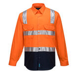 MS101-Hi-Vis-Two-Tone-Regular-Weight-Shirt-with-Tape-Over-Shoulder-Orange-Navy