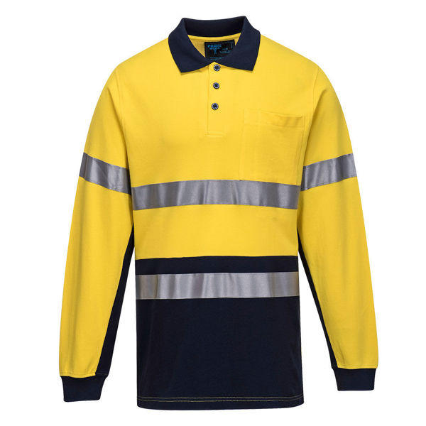 MP619-Long-Sleeve-Cotton-Pique-Polo-with-Tape-Yellow-Navy
