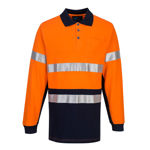 MP619-Long-Sleeve-Cotton-Pique-Polo-with-Tape-Orange-Navy