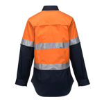 ML808-Ladies-2Tone-Lightweight-Long-Sleeve-Shirt-with-Tape-Orange-Navy-Back