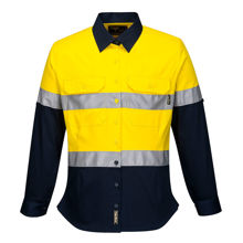 ML108-Ladies-2Tone-Regular-Weight-Long-Sleeve-Shirt-with-Tape-Yellow-Navy