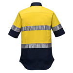 ML109-Ladies-2Tone-Regular-Weight-Short-Sleeve-Shirt-with-Tape-Yellow-Navy-Back