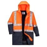 MJ208-Fleece-Lined-Rain-Jacket-Orange-Navy