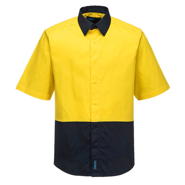 MF152-Food-Industry-Lightweight-Cotton-Shirt-Yellow-Navy