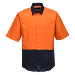 MF152-Food-Industry-Lightweight-Cotton-Shirt-Orange-Navy