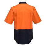 MF152-Food-Industry-Lightweight-Cotton-Shirt-Orange-Navy-Back
