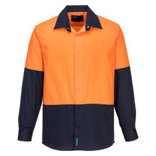 MF150-Food-Industry-Lightweight-Cotton-Shirt-Orange-Navy