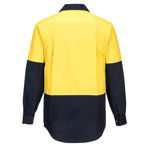 MF150-Food-Industry-Lightweight-Cotton-Shirt-Yellow-Navy-Back