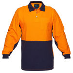 MD619-Long-Sleeve-Cotton-Pique-Polo-Orange-Navy