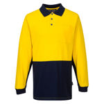 MD619-Long-Sleeve-Cotton-Pique-Polo-Yellow-Navy