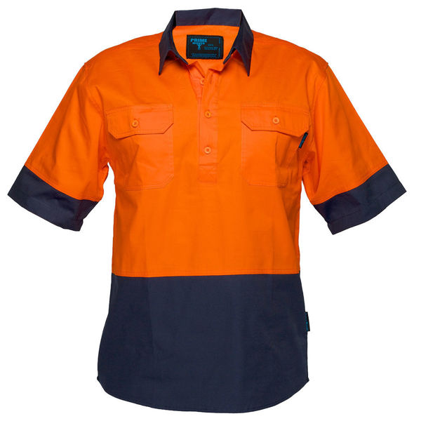 MC802-Hi-Vis-Two-Tone-Lightweight-SS-Shirt-Orange-Navy