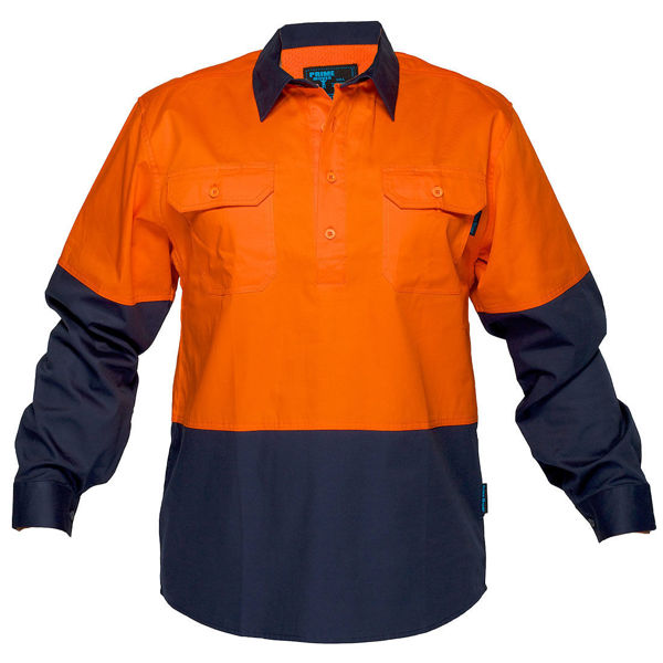 MC801-Hi-Vis-Two-Tone-Lightweight-LS-Shirt-Orange-Navy