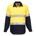 MC101-Hi-Vis-Two-Tone-Regular-Weight-LS-Shirt-Yellow-Navy