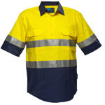 MC102-Hi-Vis-Two-Tone-Regular-Weight-SS-Shirt-Yellow-Navy