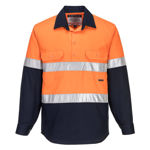 MC101-Hi-Vis-Two-Tone-Regular-Weight-LS-Shirt-Orange-Navy