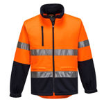 MA315-Water-Repellent-Brush-Fleece-Jacket-Orange-Navy