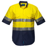 MA102-Hi-Vis-Two-Tone-Regular-Weight-SS-Shirt-Yellow-Navy