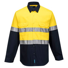 MA101-Hi-Vis-Two-Tone-Regular-Weight-LS-Shirt-Yellow-Navy