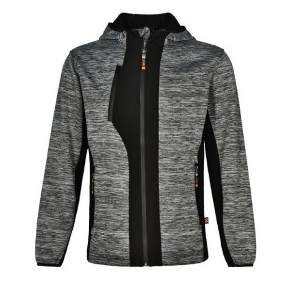 JK49-Laminated-Functional-Knit-Hoodie-Marl-Grey-Black