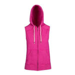 FZ77UN-Ladies-Junior-Heather-Sleeveless-Zip-Hoodies-Hot-Pink-Heather