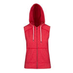 FZ77UN-Ladies-Junior-Heather-Sleeveless-Zip-Hoodies-Red-Heather