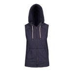 FZ77UN-Ladies-Junior-Heather-Sleeveless-Zip-Hoodies-Navy-Heather