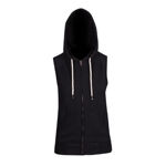 FZ77UN-Ladies-Junior-Heather-Sleeveless-Zip-Hoodies-Black