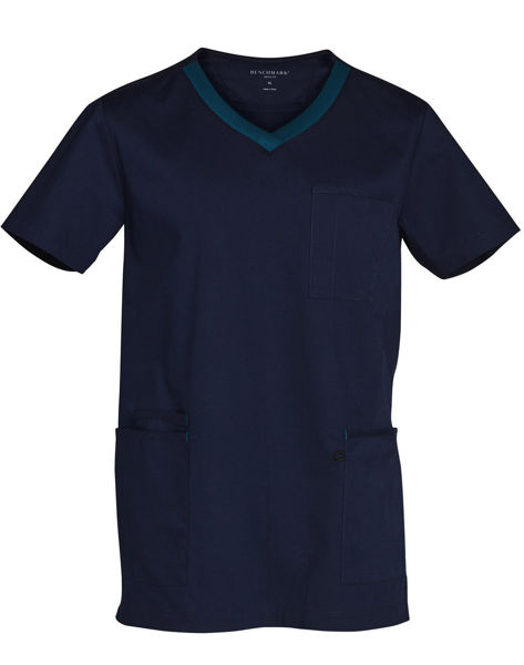 M7650-Mens-V-Neck-Contrast-Trim-Scrub-Top-Navy-Teal