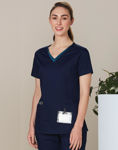 M7660-Ladies-V-Neck-Contrast-Trim-Scrub-Top