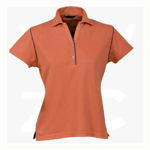 1034-Bio-Weave-Ladies-Polos-Pumpkin-Navy