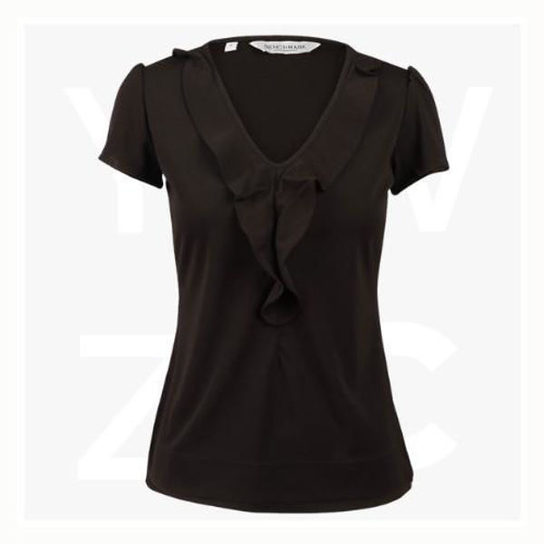 M8820-Women's-Ruffle-Front-Blouse-Black