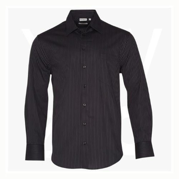 M7132 - Men's Dobby Stripe Long Sleeve Shirt - Front