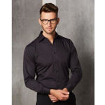 M7132 - Men's Dobby Stripe Long Sleeve Shirt - Model