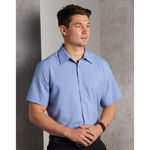 M7600S-Men's CoolDry-Short Sleeve Shirt-Blue-Model