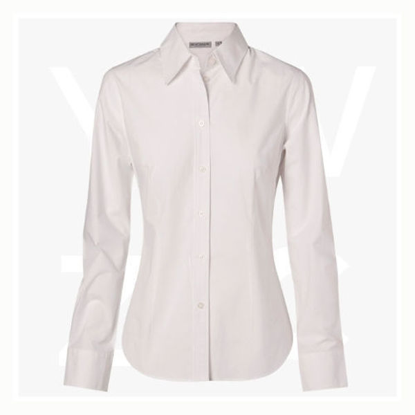 M8030L -Women's- Fine Twill- Long Sleeve Shirt-White