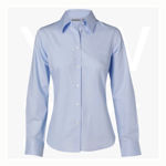 M8030L -Women's- Fine Twill- Long Sleeve Shirt-Blue