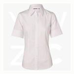 M8030S -Women's Fine Twill - Short Sleeve Shirt - White