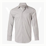 M7200L - Men's Ticking Stripe - Long Sleeve Shirt - Grey White
