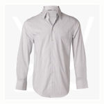 M7200L - Men's Ticking Stripe - Long Sleeve Shirt - White Blue
